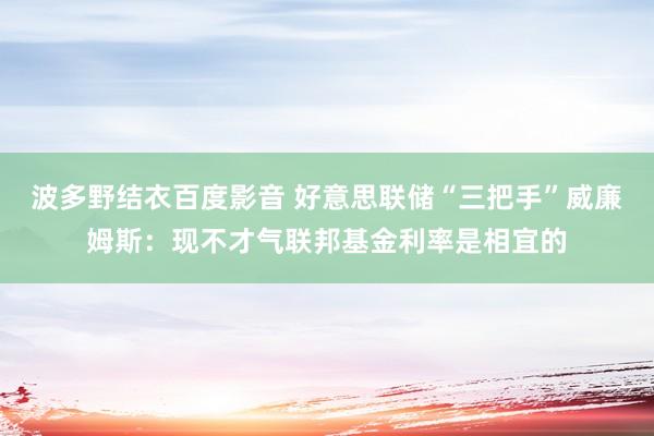 波多野结衣百度影音 好意思联储“三把手”威廉姆斯：现不才气联邦基金利率是相宜的