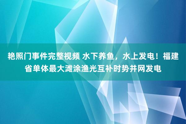 艳照门事件完整视频 水下养鱼，水上发电！福建省单体最大滩涂渔光互补时势并网发电