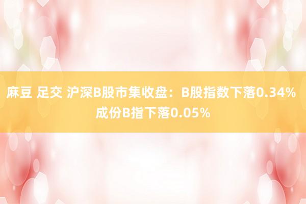 麻豆 足交 沪深B股市集收盘：B股指数下落0.34% 成份B指下落0.05%