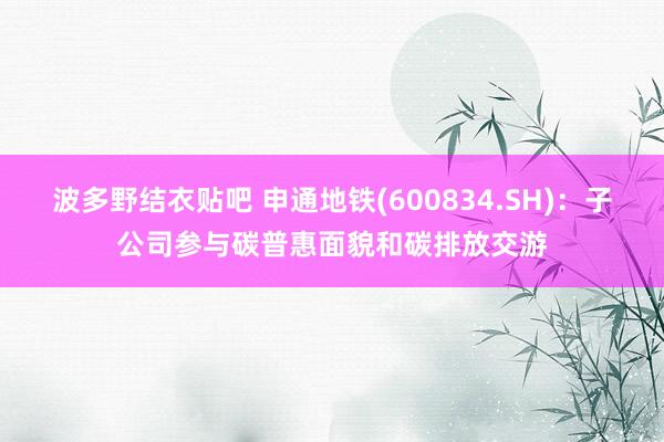 波多野结衣贴吧 申通地铁(600834.SH)：子公司参与碳普惠面貌和碳排放交游