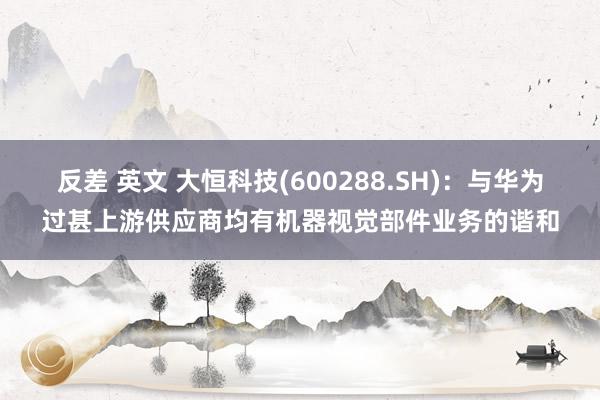 反差 英文 大恒科技(600288.SH)：与华为过甚上游供应商均有机器视觉部件业务的谐和