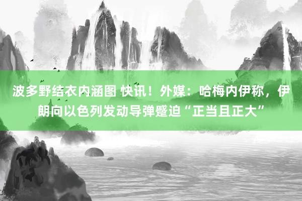 波多野结衣内涵图 快讯！外媒：哈梅内伊称，伊朗向以色列发动导弹蹙迫“正当且正大”