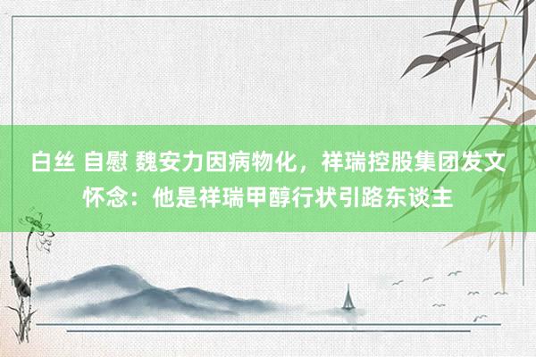 白丝 自慰 魏安力因病物化，祥瑞控股集团发文怀念：他是祥瑞甲醇行状引路东谈主