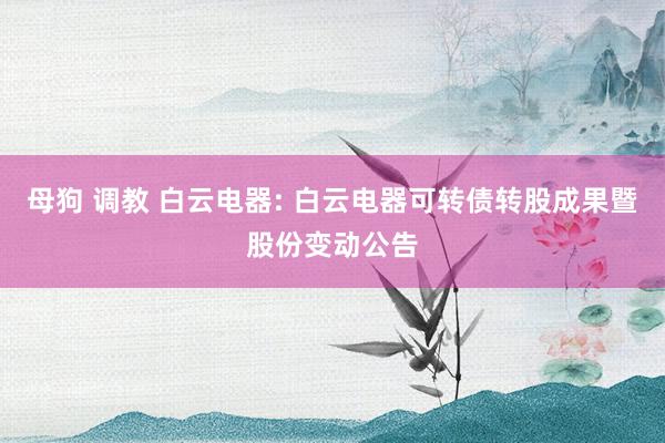 母狗 调教 白云电器: 白云电器可转债转股成果暨股份变动公告