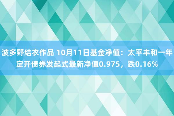 波多野结衣作品 10月11日基金净值：太平丰和一年定开债券发起式最新净值0.975，跌0.16%