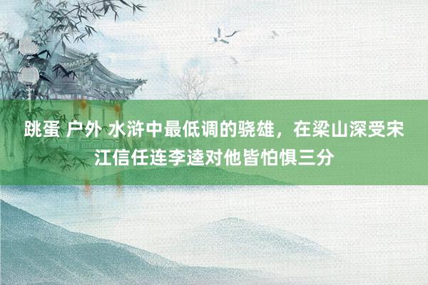 跳蛋 户外 水浒中最低调的骁雄，在梁山深受宋江信任连李逵对他皆怕惧三分