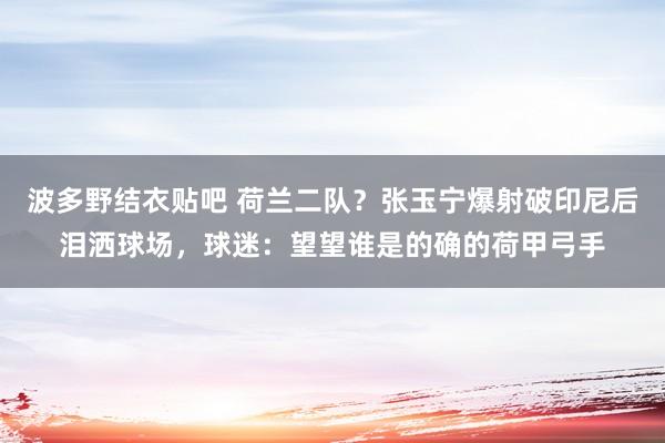 波多野结衣贴吧 荷兰二队？张玉宁爆射破印尼后泪洒球场，球迷：望望谁是的确的荷甲弓手