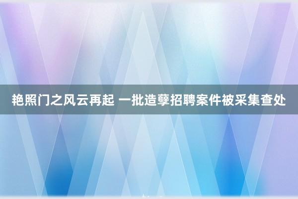 艳照门之风云再起 一批造孽招聘案件被采集查处