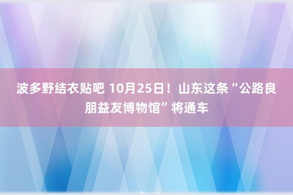 波多野结衣贴吧 10月25日！山东这条“公路良朋益友博物馆”将通车