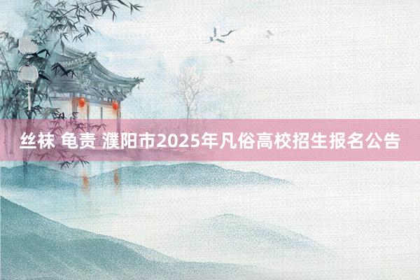 丝袜 龟责 濮阳市2025年凡俗高校招生报名公告