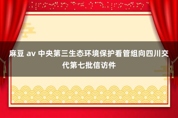 麻豆 av 中央第三生态环境保护看管组向四川交代第七批信访件