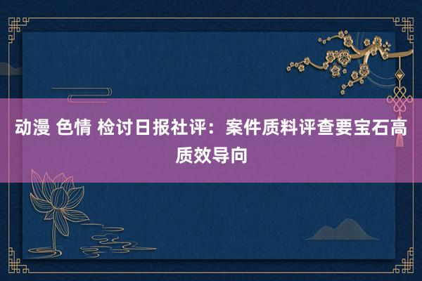 动漫 色情 检讨日报社评：案件质料评查要宝石高质效导向