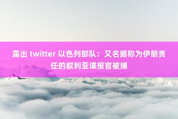 露出 twitter 以色列部队：又名据称为伊朗责任的叙利亚谍报官被捕