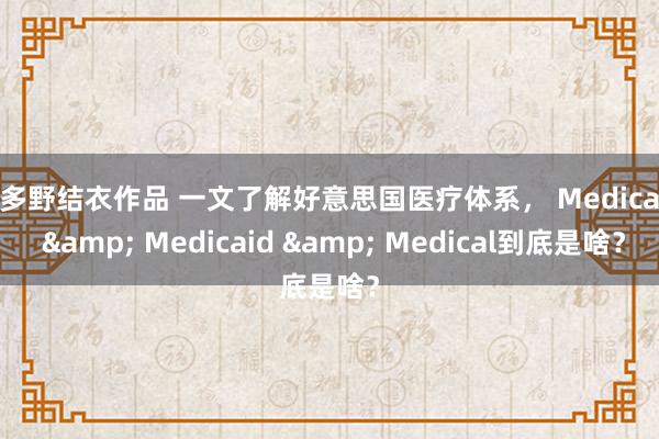 波多野结衣作品 一文了解好意思国医疗体系， Medicare & Medicaid & Medical到底是啥？