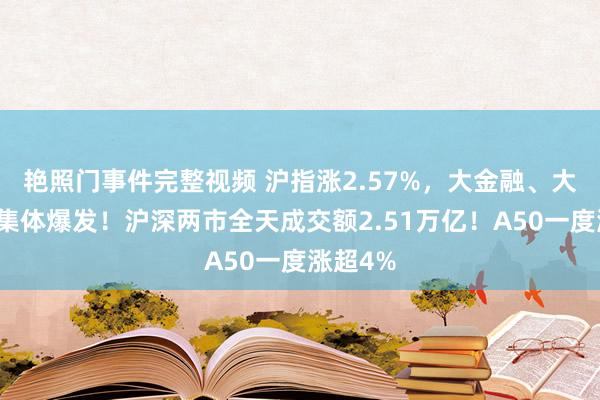 艳照门事件完整视频 沪指涨2.57%，大金融、大破费股集体爆发！沪深两市全天成交额2.51万亿！A50一度涨超4%