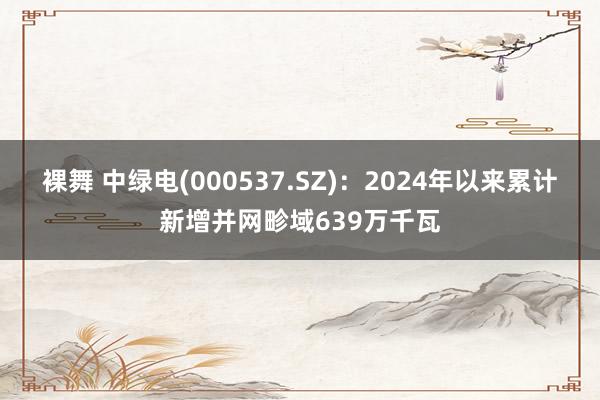 裸舞 中绿电(000537.SZ)：2024年以来累计新增并网畛域639万千瓦