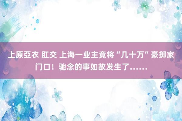 上原亞衣 肛交 上海一业主竟将“几十万”豪掷家门口！驰念的事如故发生了……