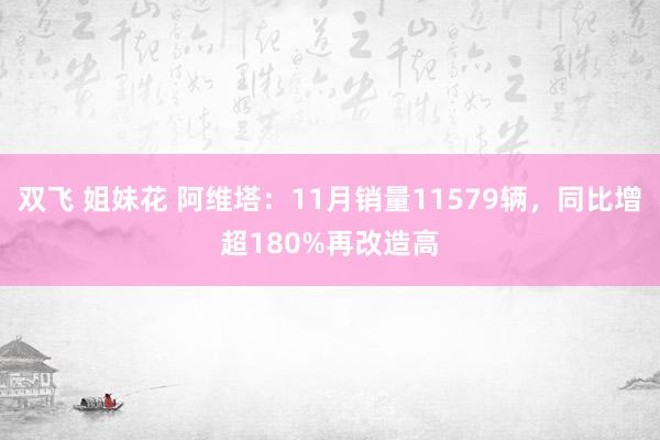 双飞 姐妹花 阿维塔：11月销量11579辆，同比增超180%再改造高