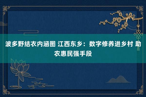 波多野结衣内涵图 江西东乡：数字修养进乡村 助农惠民强手段