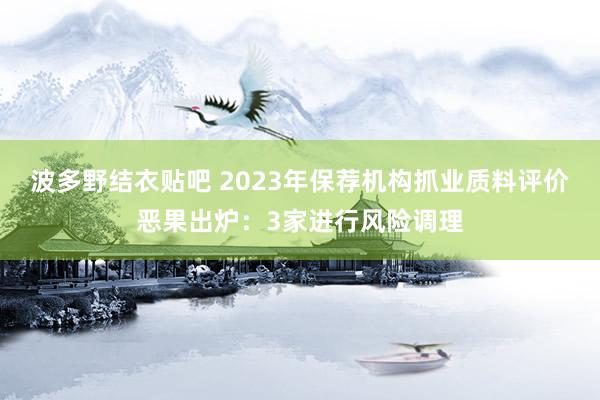 波多野结衣贴吧 2023年保荐机构抓业质料评价恶果出炉：3家进行风险调理