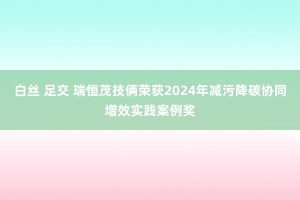 白丝 足交 瑞恒茂技俩荣获2024年减污降碳协同增效实践案例奖