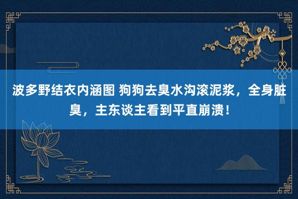 波多野结衣内涵图 狗狗去臭水沟滚泥浆，全身脏臭，主东谈主看到平直崩溃！