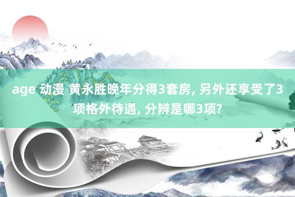 age 动漫 黄永胜晚年分得3套房, 另外还享受了3项格外待遇, 分辨是哪3项?