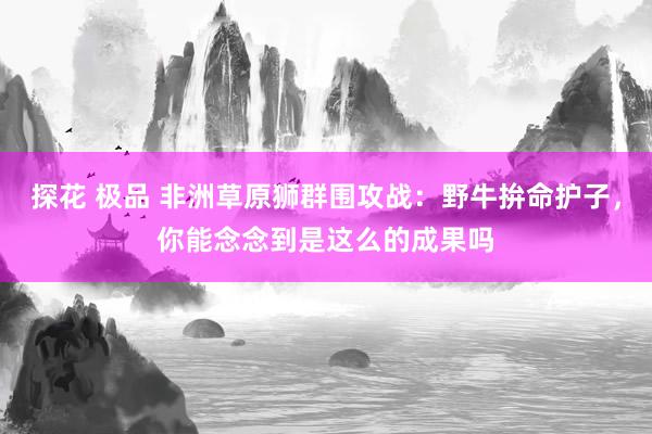 探花 极品 非洲草原狮群围攻战：野牛拚命护子，你能念念到是这么的成果吗