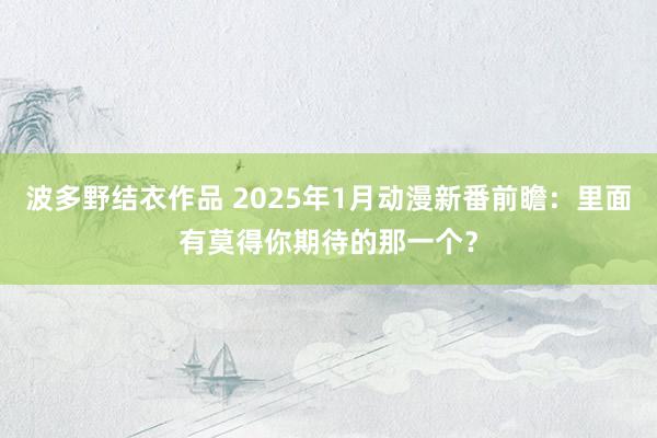 波多野结衣作品 2025年1月动漫新番前瞻：里面有莫得你期待的那一个？