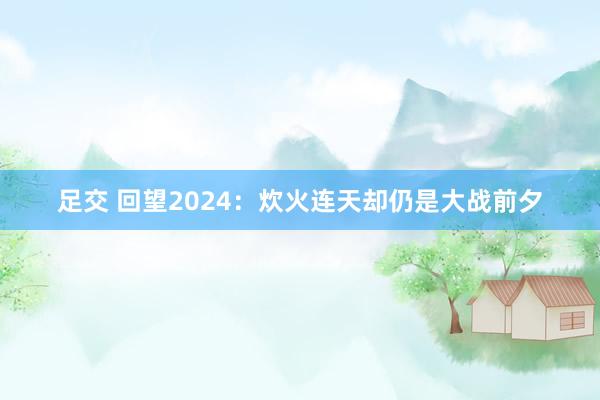 足交 回望2024:炊火连天却仍是大战前夕