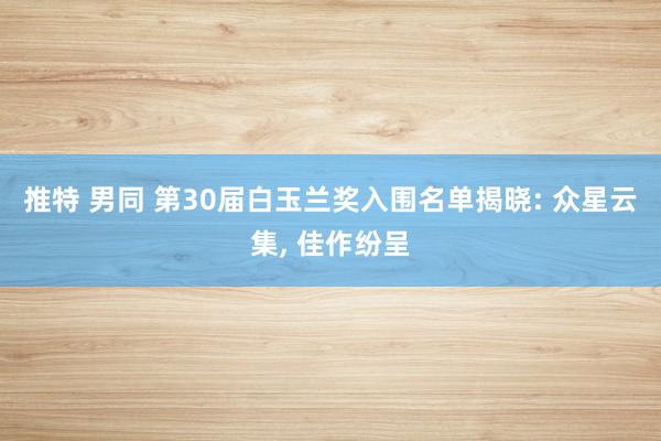 推特 男同 第30届白玉兰奖入围名单揭晓: 众星云集, 佳作纷呈